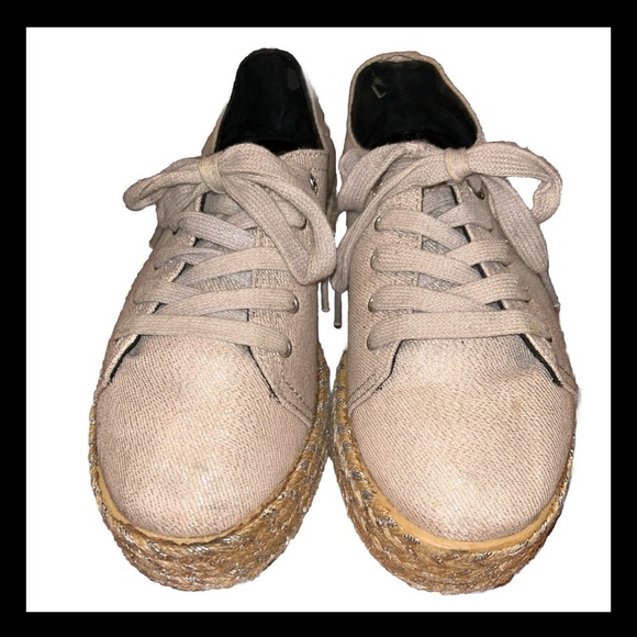 🎉HP🎉Circus by Sam Edelman Metallic Espadrilles Platform Gold Shimmer Sneakers 8 - Picture 4 of 13